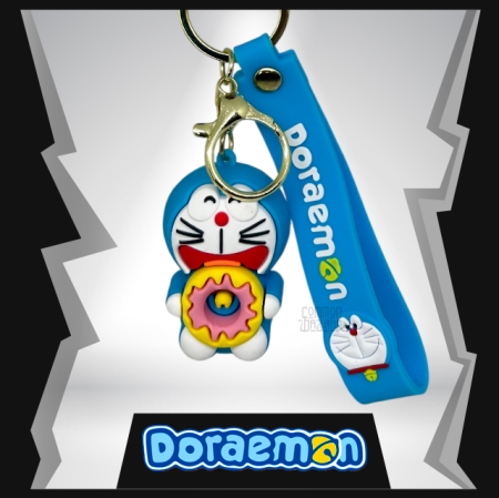 Doraemon With Dora Cake  3D Rubber Keychain