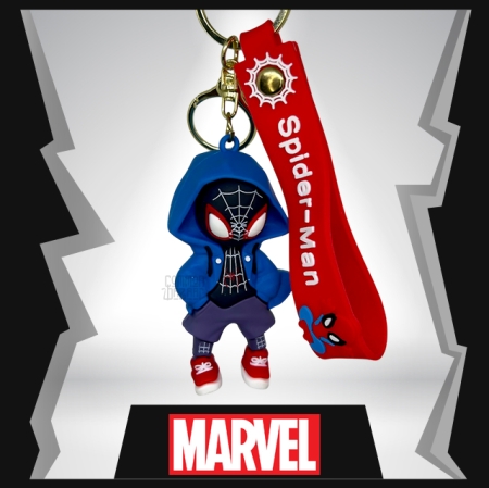 Spider Man Miles Morales Blue Coat   3D Rubber Keychain
