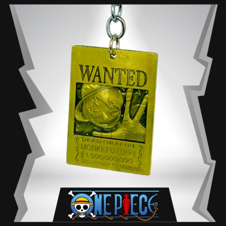 Monkey . D . Luffy Wanted Metal  Keychain