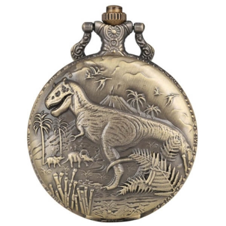 Jurassic World Bronze Dinosaur T-Rex Pocket Watch