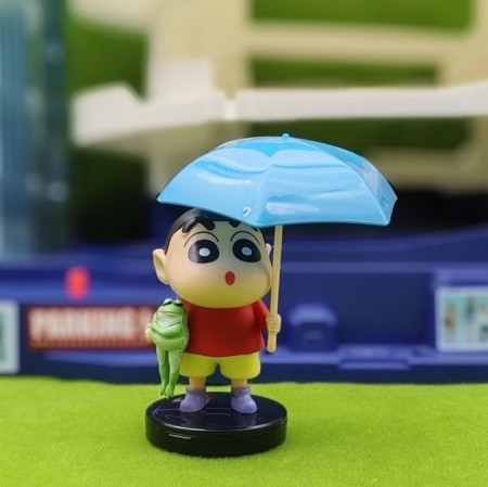 Shinchan "Rain and Frog" With Umbrella Mini Anime Figure, 7cm