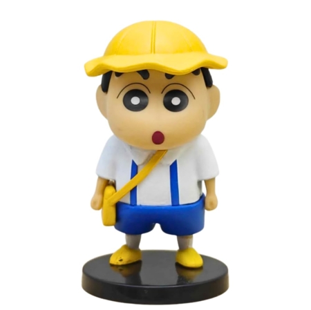 Shin-chan School Uniform  wearing  school  uniform with yellow school hat, mini action figure 