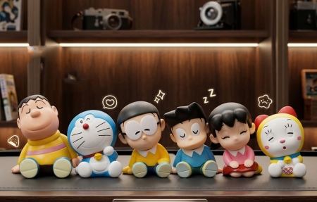 Doraemon - Dreamy Dozers blind box 6 pieces ( Doraemon,Dorami, Nobita, Shizuka, Gian, and Suneo) mini action figure's