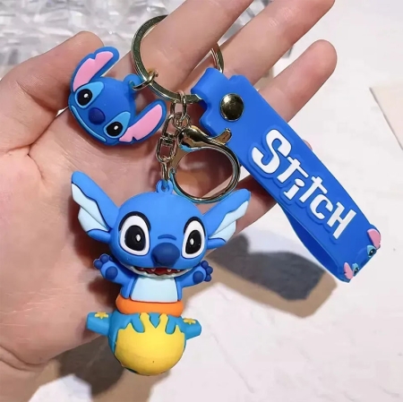 Stitch ( a top a yellow ball ) 3D Rubber Keychain 