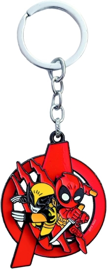 Marvel - Wolverine and Deadpool ( avengers symbol ) Metal Spinner  Keychain 