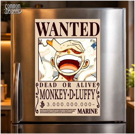 Monkey D. Luffy Gear 5 Wanted Fridge Magnet – 8 cm
