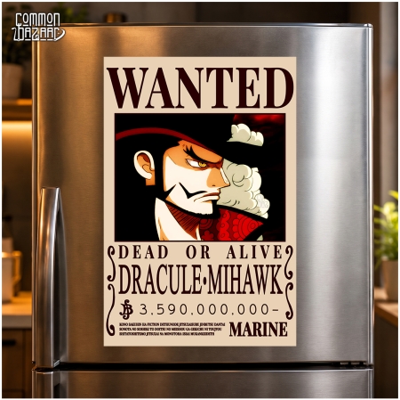 Dracule Mihawk Wanted Fridge Magnet – 8 cm