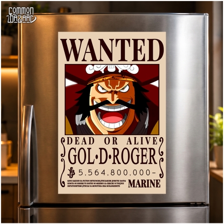 Gold D. Roger Wanted Fridge Magnet – 8 cm