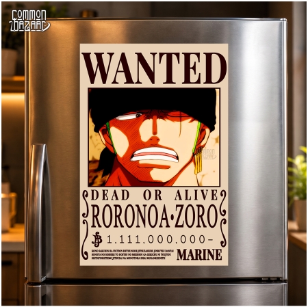 Roronoa Zoro Wanted Fridge Magnet – 8 cm